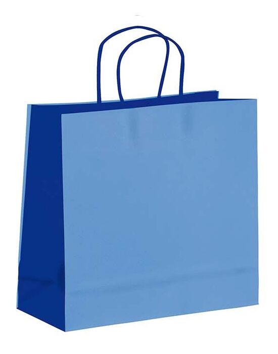 Bolsa Asa Retorcida 54+14X44,5+6 Bicolor Azul / Bolsas de . La Superpapelería