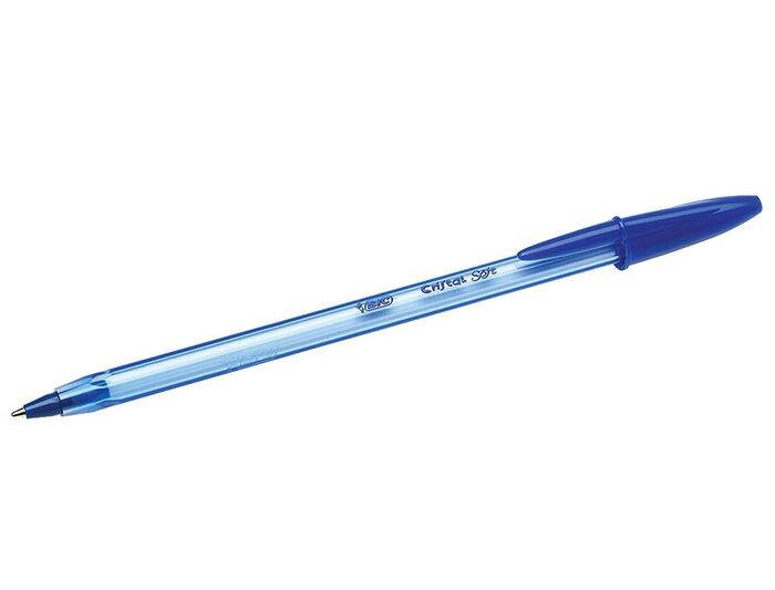 Bic Cristal - Bolígrafos grandes de punta ancha, flujo de tinta suave,  barril ligeramente ahumado, en azul, paquete de 50 unidades