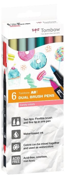 Rotulador LETTERING TOMBOW Colores Pastel 6 ud