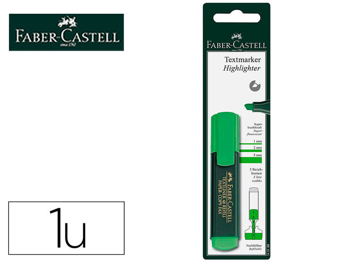 Rotulador Faber Castell Fluorescente Textliner 48-63 Verde Blister de 1  Unidad. Subrayadores otras marcas . La Superpapelería