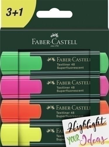 Marcador Fluorescente Faber-Castell Textliner 48 Estuche 3+1