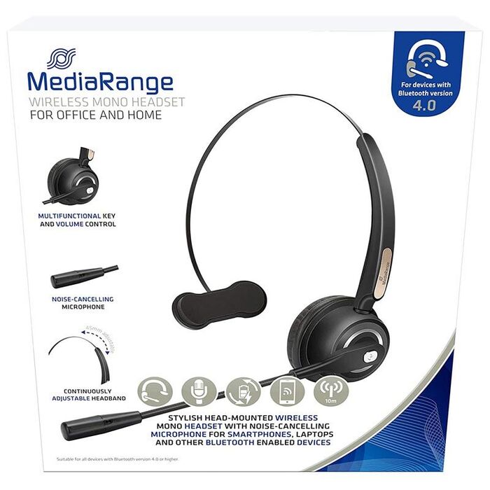 Auricular Mediarange Monoaural Diadema Inalambrico Bluetooth con Microfono.  Auriculares . La Superpapelería