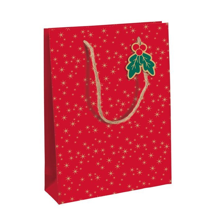 Bolsa de Regalo Navidad Holly 26,5 X 14 X 33 cm. Bolsas de navidad