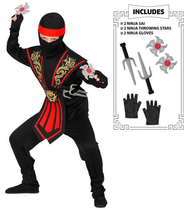 sistemático Potencial saldar Disfraz Ninja Kombat con Armas Talla 8-10 Años 140 cm. Disfraces de  carnaval . La Superpapelería