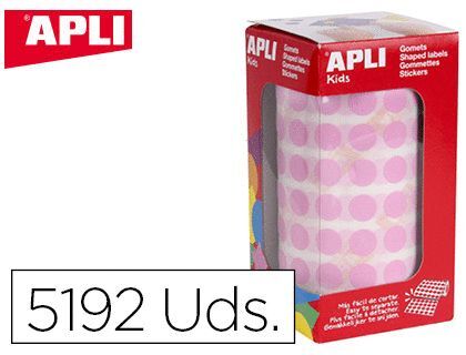 Rollo de gomets redondos 10,5 mm color rosa APLI Kids 