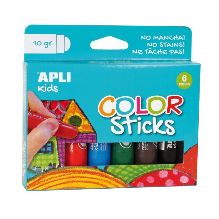 Tempera Solida Apli Kids Color Stick 10 G Caja 6 Colores Surtidos. Témperas  escolares para niños . La Superpapelería