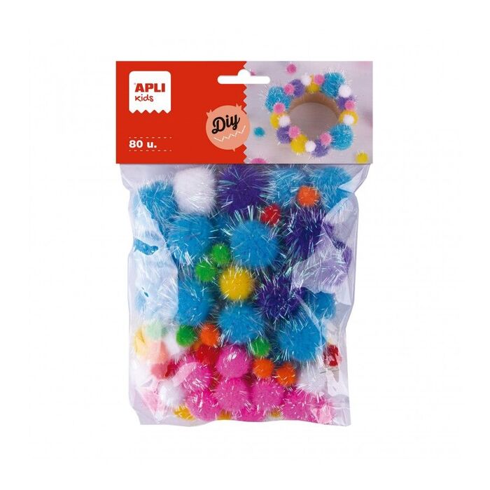 Pompones Mini Apli Kids Colores Surtidos Bolsa 200 ud. Pompones para  manualidades . La Superpapelería