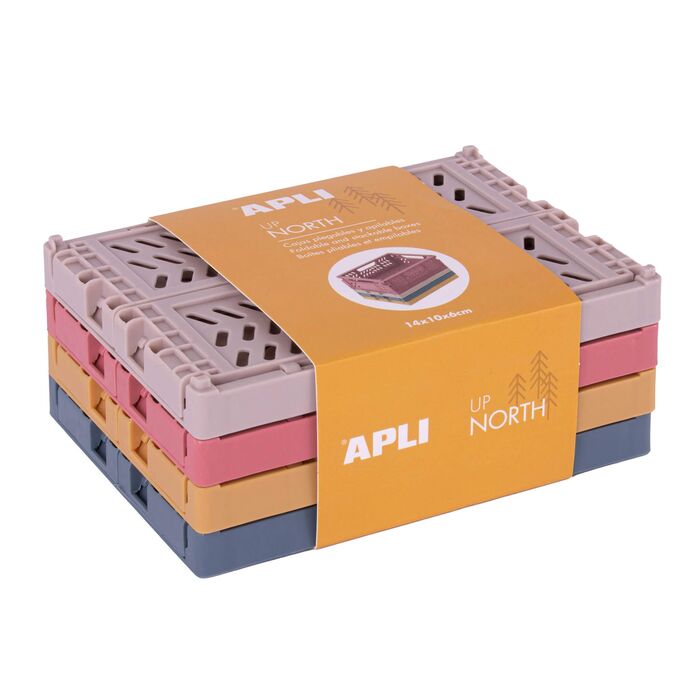 Caja Almacenaje Plegable y Apilable Apli Up North 14 X 10 X 6 cm Colores  Surtidos Pack 4 ud. Cajas de plástico almacenaje . La Superpapelería