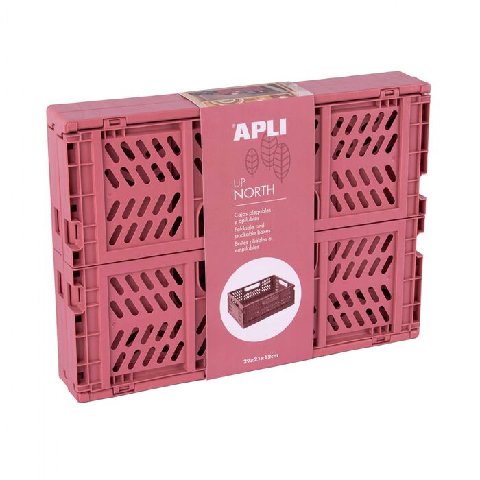 Caja Almacenaje Plegable y Apilable Apli Up North 29 X 21 X 12 cm Rosa Pack  2 ud. Cajas de plástico almacenaje . La Superpapelería
