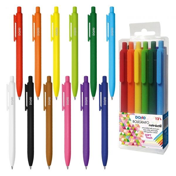 Boligrafo Retractil Soft Touch Dohe Estuche 12 Colores Surtidos. Bolígrafos  otras marcas . La Superpapelería