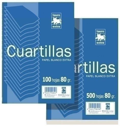 Paquete folios papel Blanco TAURO EXTRA 90 gr gramos Din-A4 100 Hojas