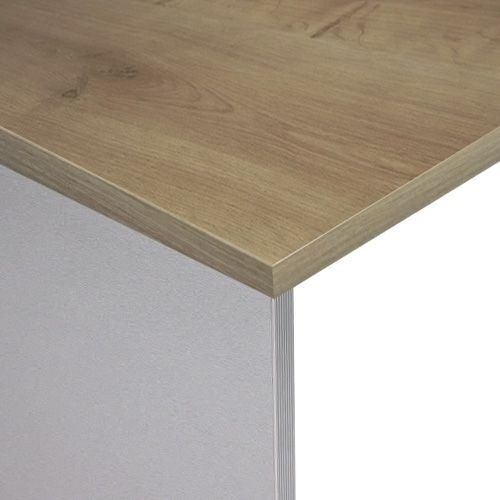 Mesa Rocada Executive 160X80 Estructura Blanco Tablero Melamina Roble.  Mesas de oficina . La Superpapelería