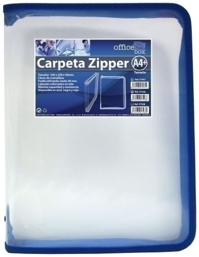 Carpeta Portadocumentos Office Box Zipper con Cremallera 330X255Mm Azul. Carpetas  portadocumentos . La Superpapelería