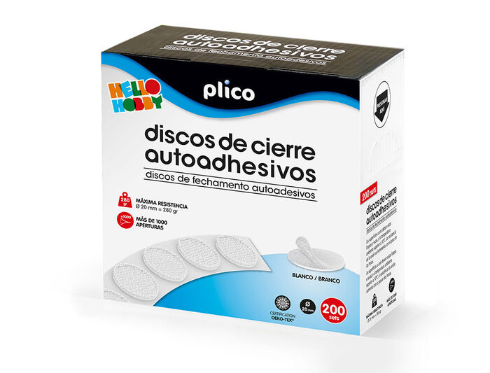 Disco de Cierre Plico Velcro Autoadhesivo 20 mm Blanco Caja 200