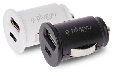 Cargador Coche 2 Puertos Usb + Type C Color Negro Plugyu. Cables, regletas  y cargadores . La Superpapelería