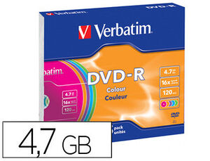 Dvd-R Verbatim Capacidad 4,7 Gb Velocidad 16X Caja Slim Color