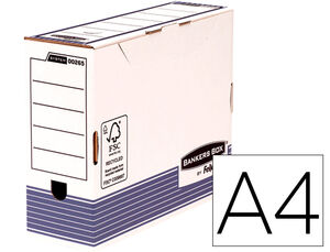 Caja Archivo Definitivo Fellowes A4 Carton Reciclado 100% Lomo 100 mm Montaje Automatico Color Azul