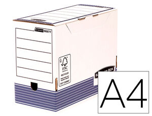 Caja Archivo Definitivo Fellowes A4 Carton Reciclado 100% Lomo 150 mm Montaje Automatico Color Azul
