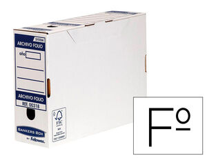 Caja Archivo Definitivo Fellowes Folio Carton Reciclado 100% Lomo 100 mm Montaje Automatico Color Azul