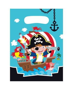 Bolsas Plástico Chuches/juguetes Piratas 23,4 X 16,2 cm Paquete 8 uds