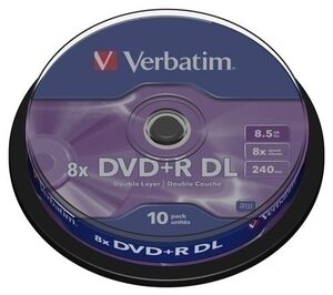 Dvd +R Verbatim 8. 5Gb 8X Spindle 10 Advanced Azo (Incluye Canon Lpi de 2. 10 )