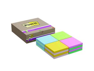 Bloc de Notas Adhesivas Quita y Pon Post-It Super Sticky Z-Notes 76X76 mm con 90 Hojas Colores Surtidos Pack de 16
