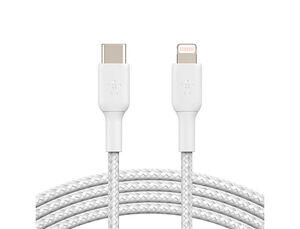 Cable Trenzado Belkin Caa004Bt1Mwh Usb-C a Lightning Boost Charge Largo 1 M Color Blanco