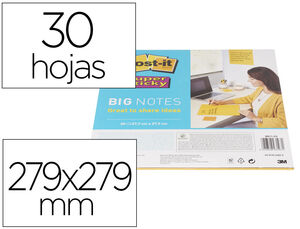 Bloc de Notas Adhesivas Quita y Pon Post-It Super Sticky Amarillo 30 Hojas 279X279 mm
