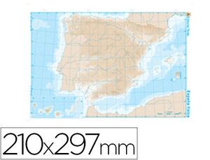 Mapa Mudo B/n A4 España Fisico
