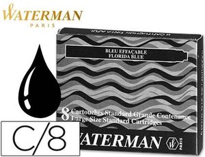 Tinta Estilografica Waterman Negra Caja 8 Cartuchos Standard Largos