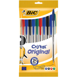 Bolígrafo Tinta Aceite Bic Cristal Original Colores Surtidos Blíster 10 ud