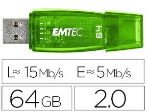 Memoria Usb Emtec Flash C410 64 Gb 2. 0 Verde