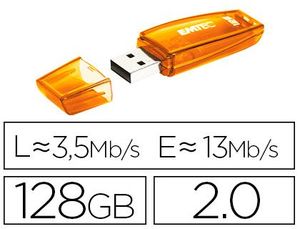 Memoria Usb Emtec Flash C410 128 Gb 2. 0 Naranja