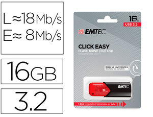 Memoria Emtec Usb 3. 2 Click Easy 16 Gb Rojo