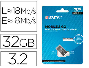 Memoria Emtec Usb 3. 2 Dual Mobile & Go Type-C /usb 32 Gb