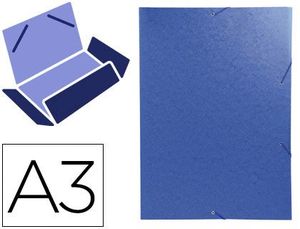 Carpeta Exacompta Gomas Carton Simil-Prespan Tres Solapas Din A3 Azul