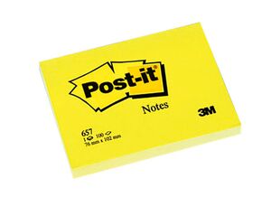 Bloc de Notas Adhesivas Quita y Pon Post-It 76X102 mm con 100 Hojas -657-