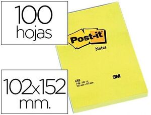 Bloc de Notas Adhesivas Quita y Pon Post-It 102X152 mm con 100 Hojas 659