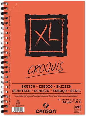 Cuaderno Espiral Canson Xl Croquis Fino A4 120 Hj 90 Gr