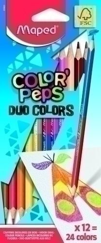 Lapiz Bicolor Maped Duo Caja 12 Colores Surtidos