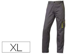 Pantalon de Trabajo Deltaplus Cintura Ajustable 5 Bolsillos Color Gris Verde Talla Xl