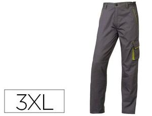 Pantalon de Trabajo Deltaplus Cintura Ajustable 5 Bolsillos Color Gris Verde Talla 3Xl