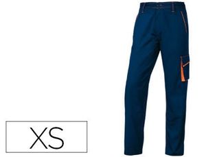 Pantalon de Trabajo Deltaplus Cintura Ajustable 5 Bolsillos Color Azul Naranja Talla Xs