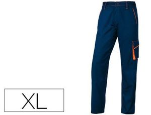 Pantalon de Trabajo Deltaplus Cintura Ajustable 5 Bolsillos Color Azul Naranja Talla Xl Naranja Tall