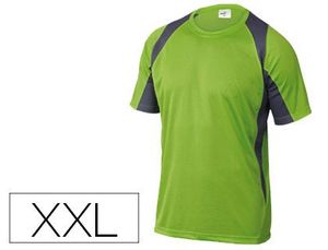 Camiseta Deltaplus Poliester Manga Corta Cuello Redondo Tratamiento Secado Rapido Color Verde-Gris T