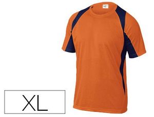 Camiseta Deltaplus Poliester Manga Corta Cuello Redondo Tratamiento Secado Rapido Color Naranja-Mari