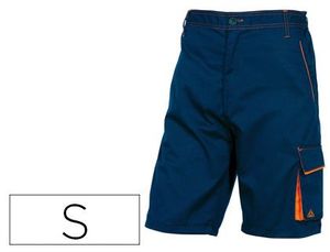Pantalon de Trabajo Deltaplus Bermuda Cintura Ajustable 5 Bolsillos Color Azul Naranjatalla S