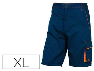 Pantalon de Trabajo Deltaplus Bermuda Cintura Ajustable 5 Bolsillo Color Azul Naranja Talla Xl