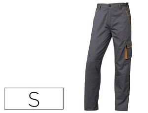 Pantalon Deltaplus con Cintura Ajustable y 5 Bolsillos Color Gris - Naranja Talla S