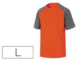 Camiseta de Algodon Deltaplus Color Gris Naranja Talla L
